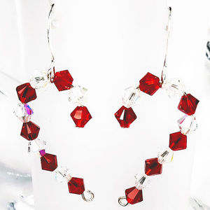 Crystal Candy Cane Earrings: Light Siam Crystal AB